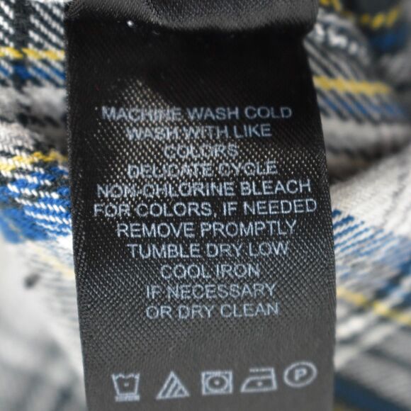 DKNY JEANS Men’s Flannel Button Down Casual Shirt 2XL Roll Up Long Sleeves Gray - Picture 10 of 12